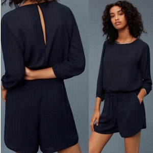 Aritzia BABATON Black Keagan  Three-quarter Sleeve Romper Size Xsmall